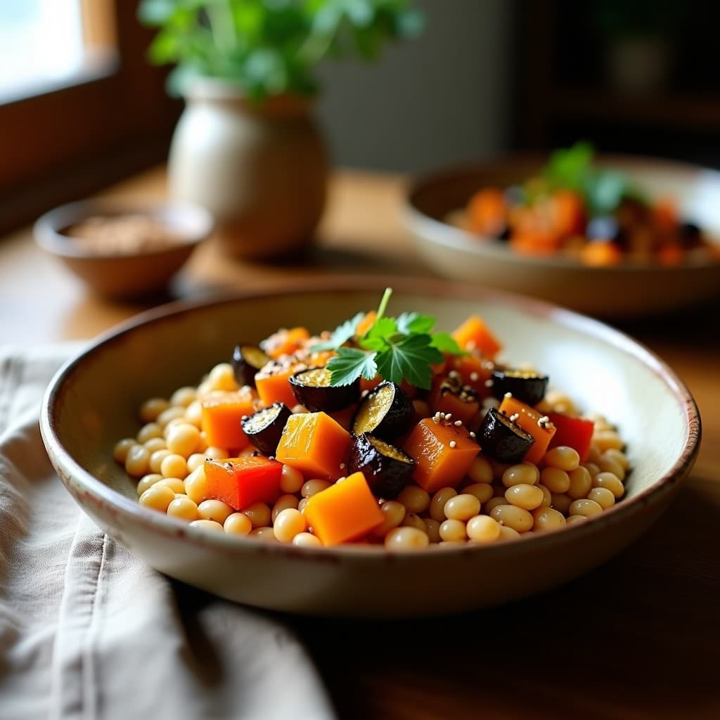 Bowl de Frijoles Mungo con Hortalizas Asadas y Vinagreta de Tamarindo: Receta Ayurvédica