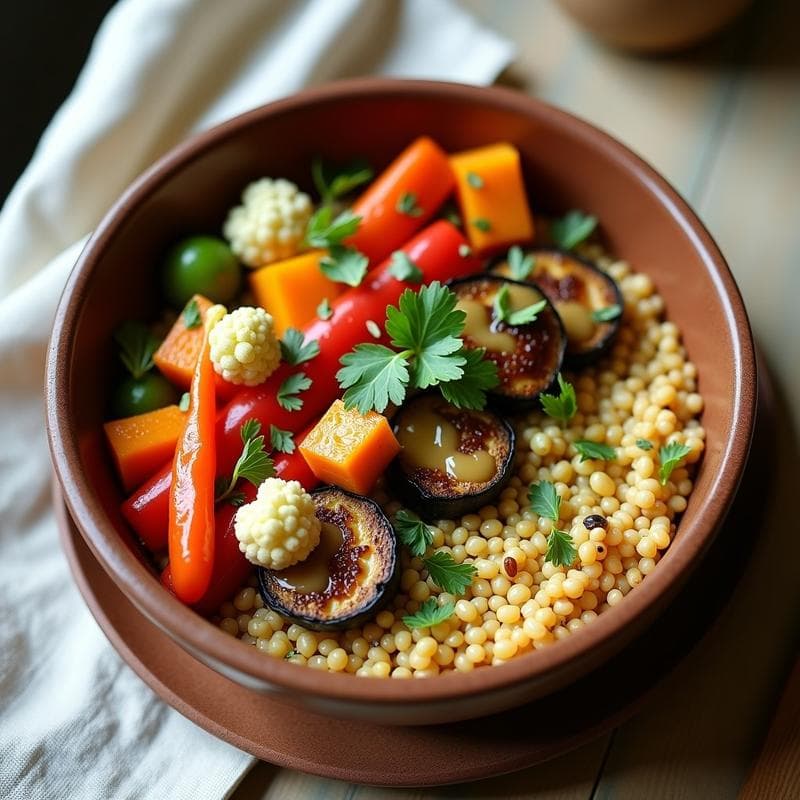 Bowl de Mijo con Vegetales Asados y Salsa de Tahini y Limón: Receta Vegana y Antiinflamatoria