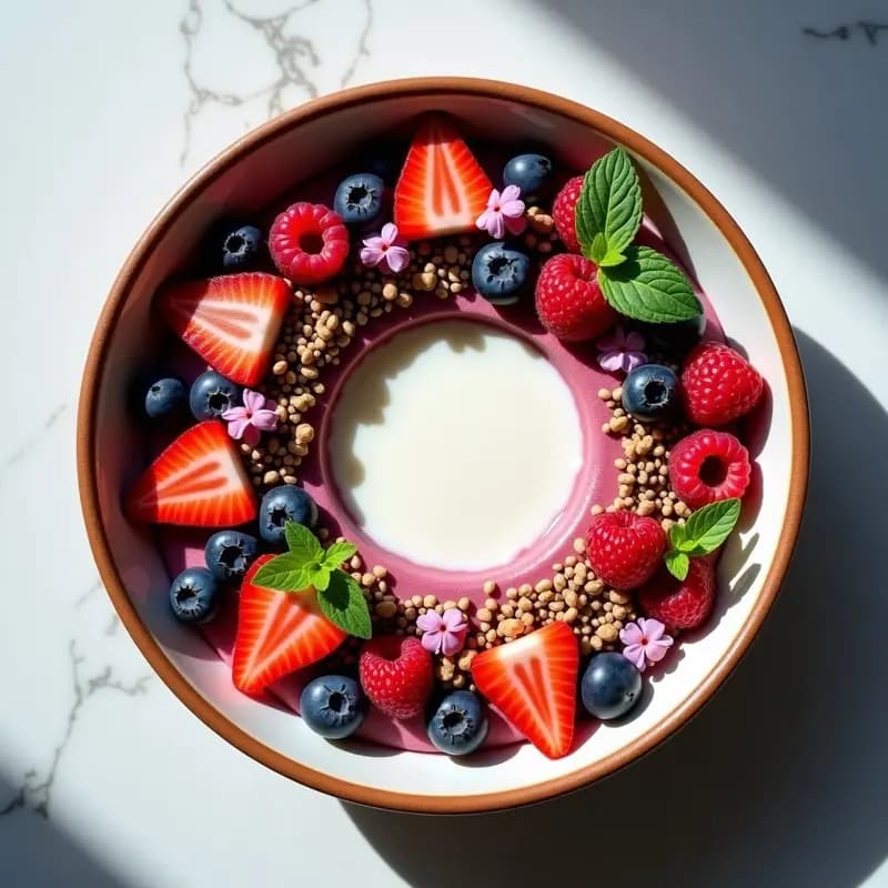 Bowl de Quinoa Rosa y Frutos del Bosque con Vinagreta de Lavanda: Desayuno Francés Antiinflamatorio