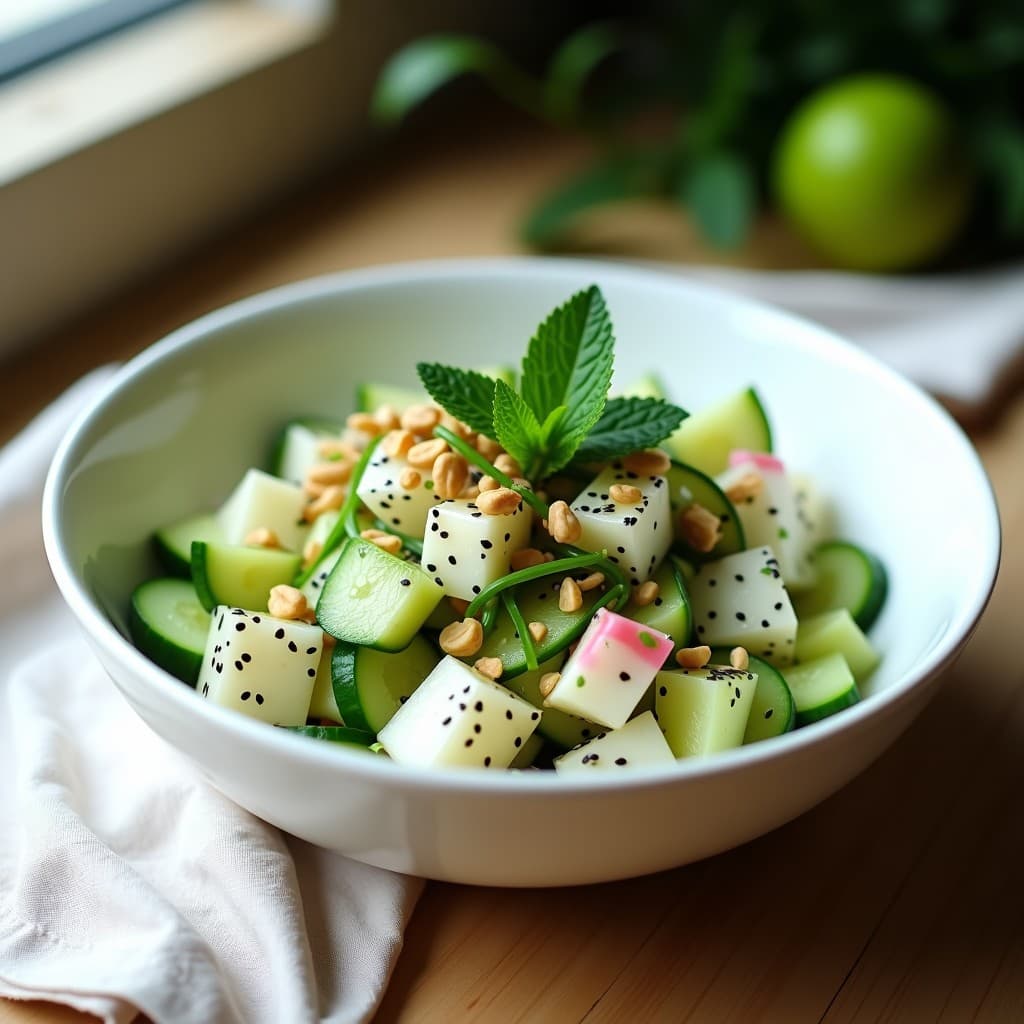 Bowl de Sango de Dragón y Pepino con Aderezo de Limón Kaffir: Receta Tailandesa Sin Azúcar y Depurativa