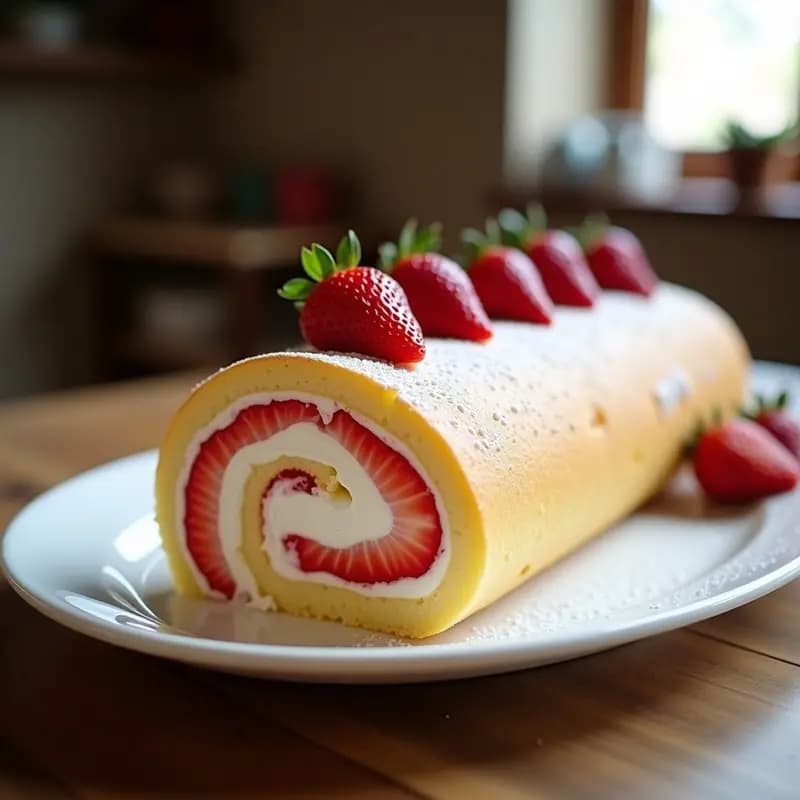 Brazo de Gitano Casero con Nata y Fresas: Postre Clásico para Ocaciones Especiales