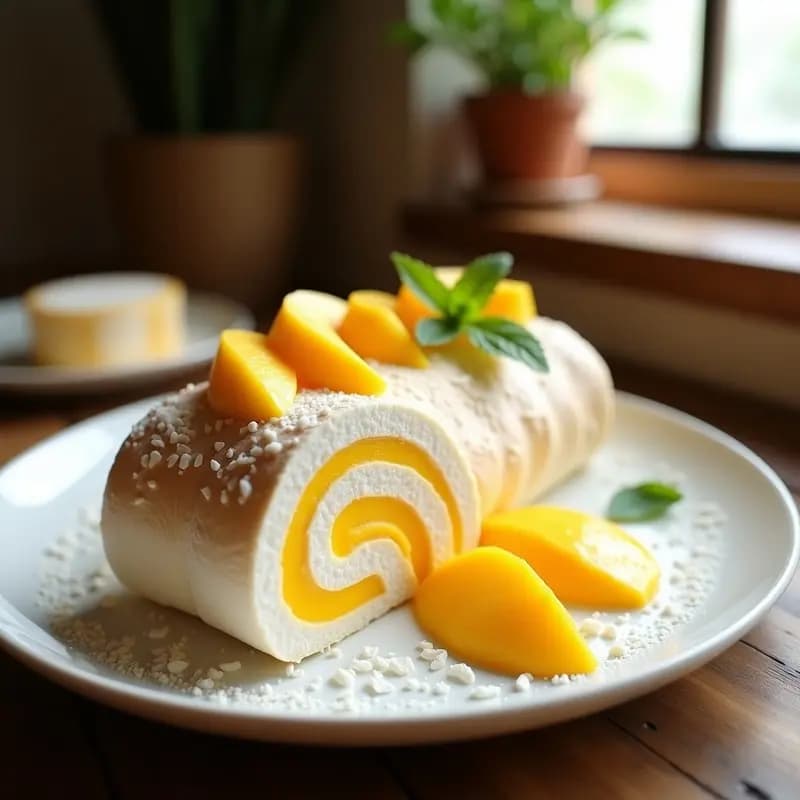 Brazo Gitano de Merengue y Mango: Postre Español Sin Harina y Sin Lactosa
