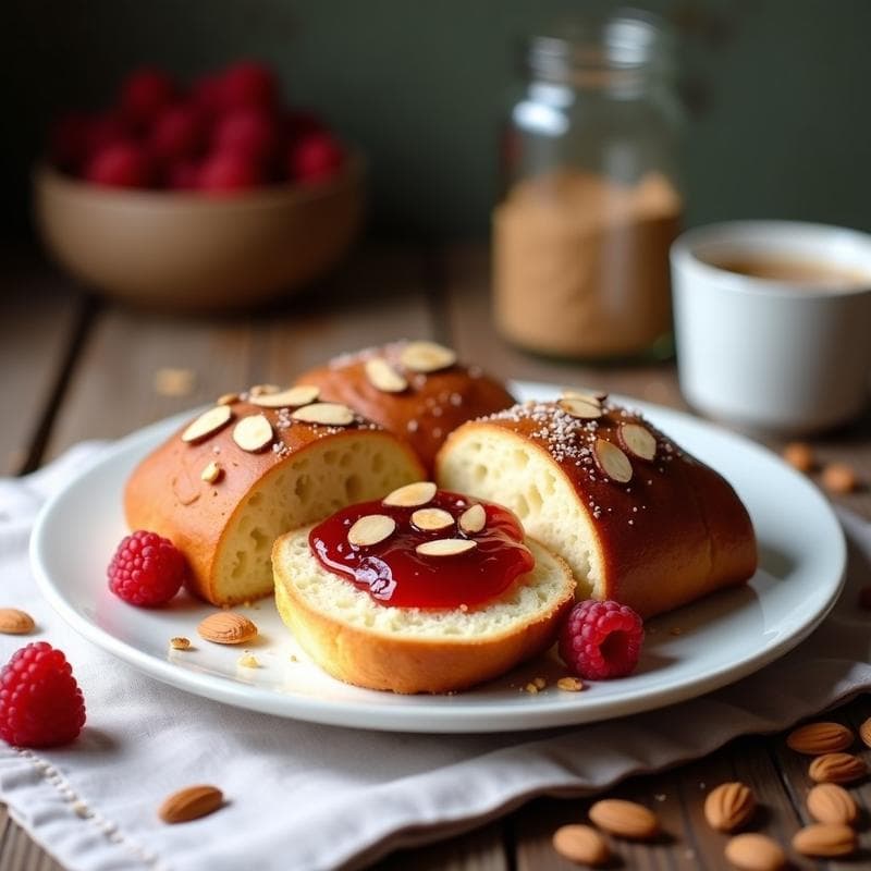 Brioche Francés de Harina de Almendra con Mermelada de Frambuesa: Desayuno Keto y Esponjoso