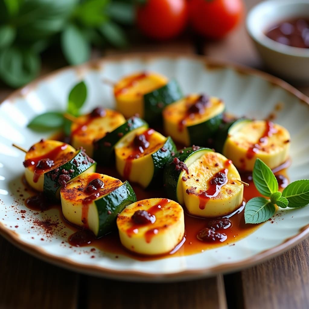 Brochetas de Calabacín y Halloumi con Pesto de Albahaca Morada: Receta Chipriota en Airfryer y Sin Aceite