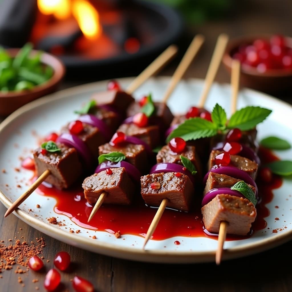 Brochetas de Cordero con Salsa de Granado y Mentas: Receta Marroquí en Grill para Fiestas