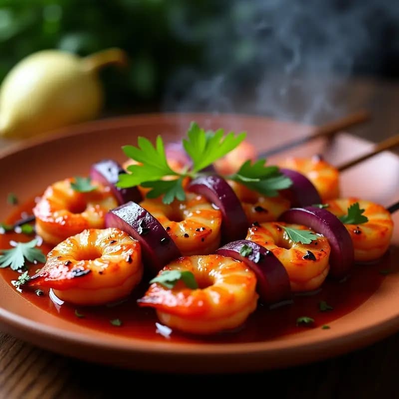 Brochetas de Gamberones con Salsa de Tamarindo y Chile: Receta Mexicana Picante en Barbacoa