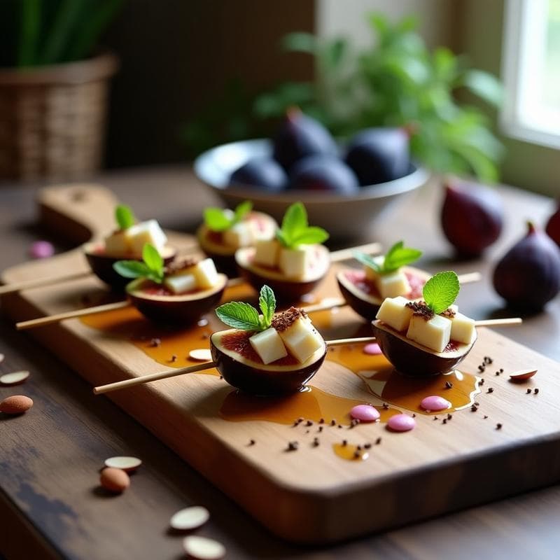 Brochetas de Higos Frescos y Queso Azul: Postre Francés con Toque Salado-Dulce