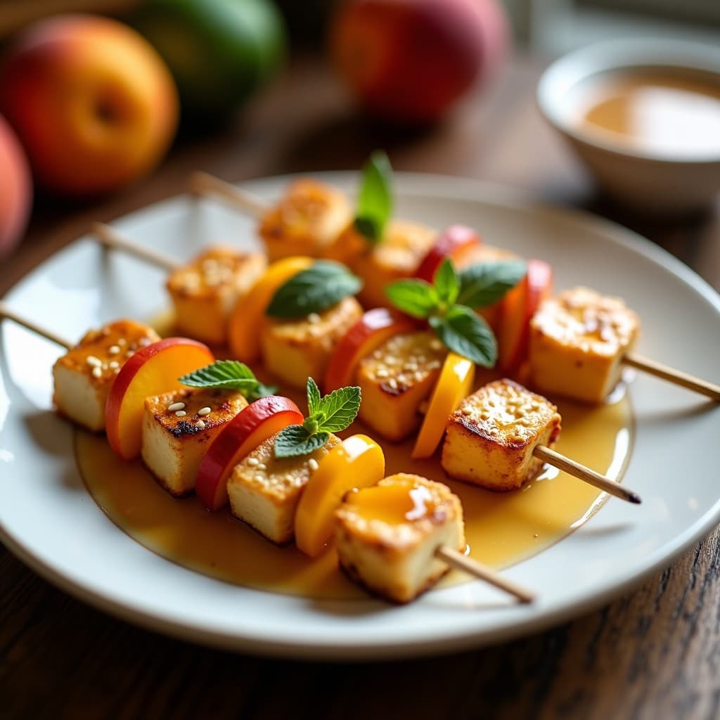 Brochetas de Melocotón y Halloumi con Sirope de Arce: Aperitivo Dulce-Salado en Airfryer