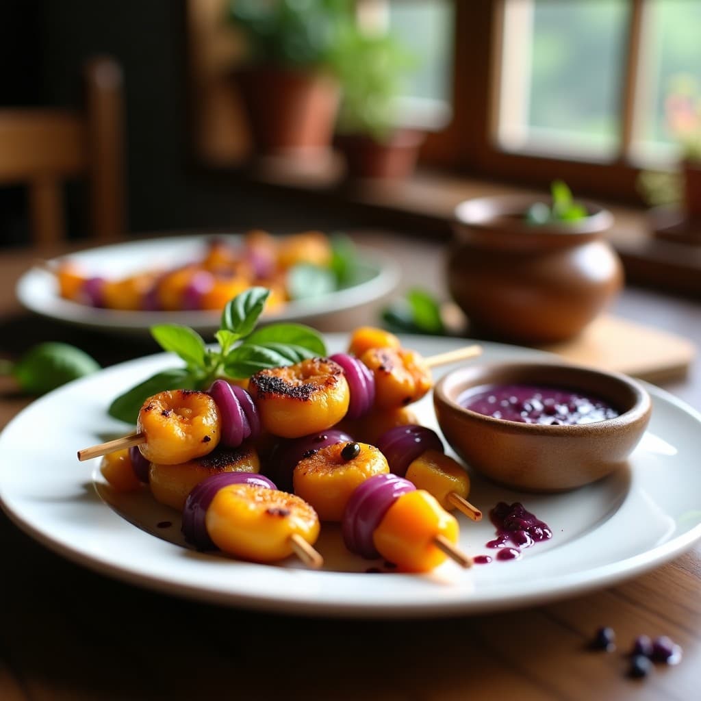 Brochetas de Corazón de Palmito y Pesto de Albahaca Morada: Receta Brasilera en Airfryer