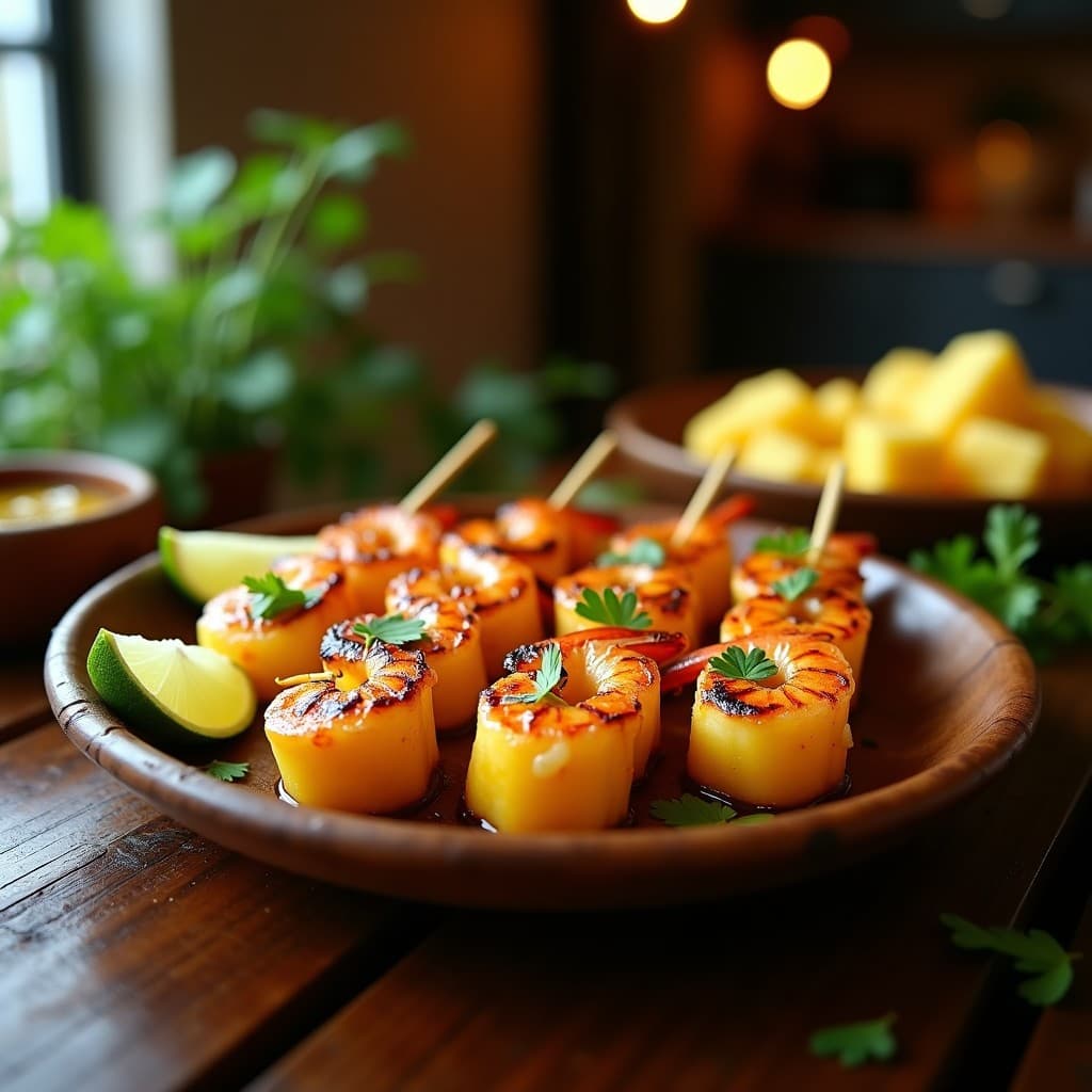 Brochetas de Piña y Camarones a la Miel de Agape: Receta Brasileña en Airfryer