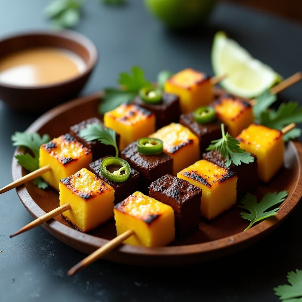 Brochetas de Piña, Jalapeño y Tofu Ahumado: Aperitivo Tailandés-Mexicano en Grill