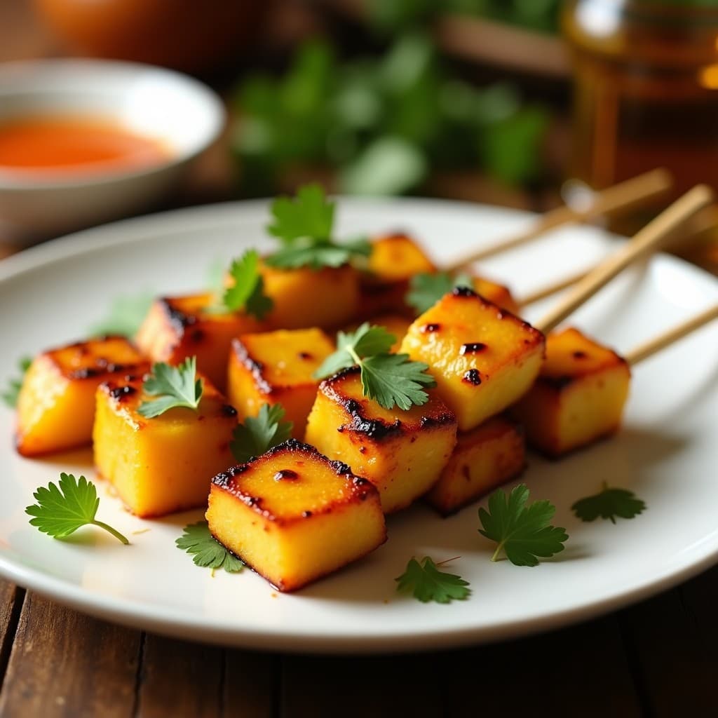 Brochetas de Piña y Tofu Marinado: Entrante Tailandés en Grill Sin Gluten