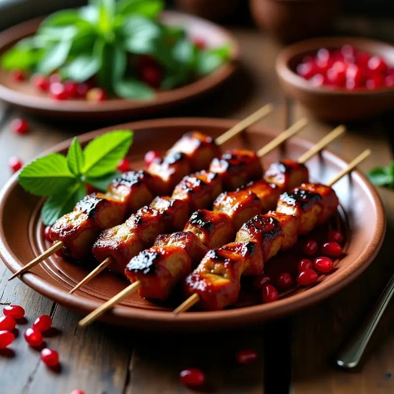 Brochetas de Ternera Marinada en Salsa de Granadas y Azafrán: Receta Persa en Grill para Ocasiones Especiales