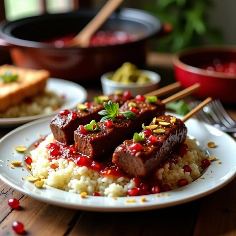 Brochetas de Ternera con Salsa de Granadas: Receta en Olla Lenta con Toque Iraní