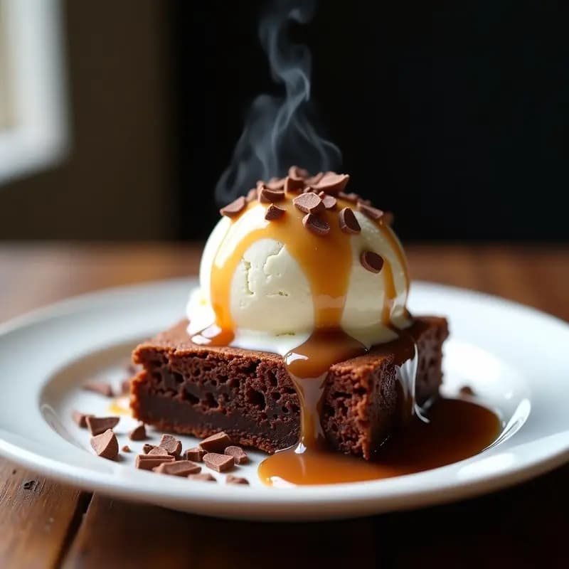 Brownies de Nutella con Helado de Stracciatella y Sirope de Caramelo: Postre Italiano para Golosos