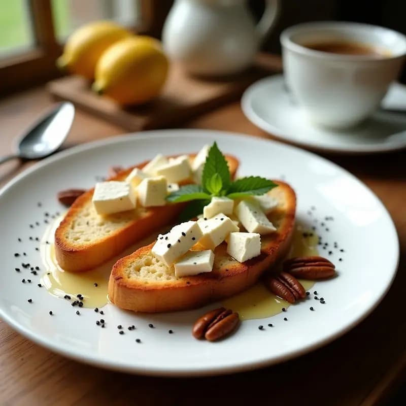 Brunches de Pan de Plátano y Queso Feta con Miel: Desayuno Griego en 10 Minutos