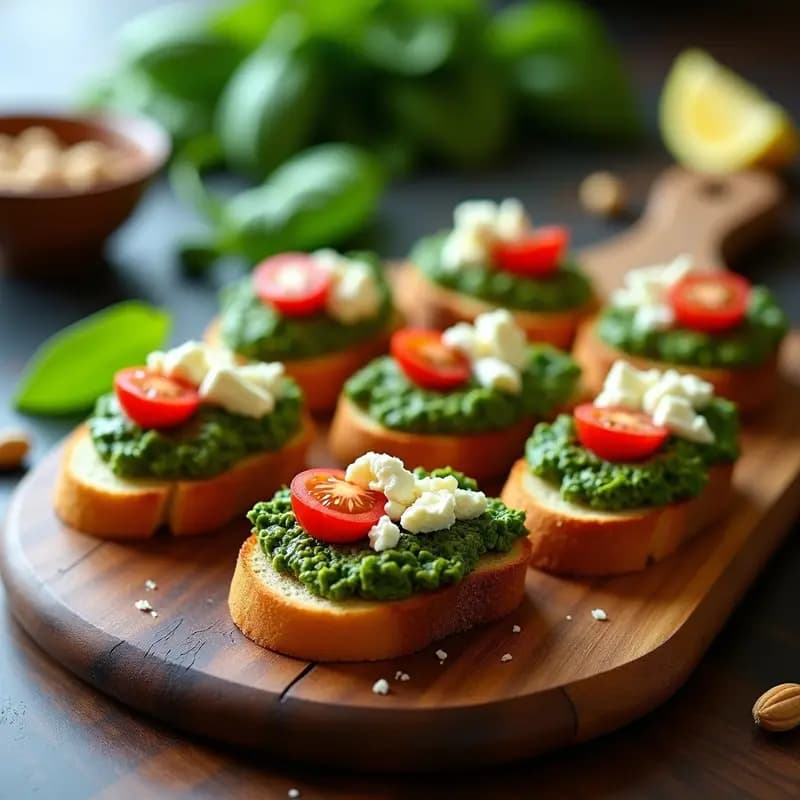 Bruschettas de Pan de Centeno con Pesto de Espinacas y Queso de Cabra: Receta Italiana para Tupper
