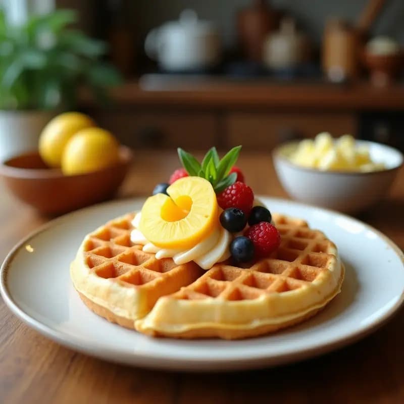 Bubble Waffle de Tapioca y Coco con Frutas Tropicales: Desayuno Hong Kong Vegano y Sin Gluten