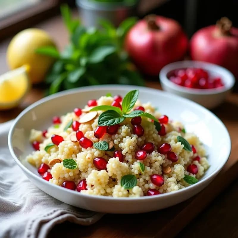 Bulghur con Granadas y Mentras: Ensalada Persa Keto y Refrescante en 15 Minutos