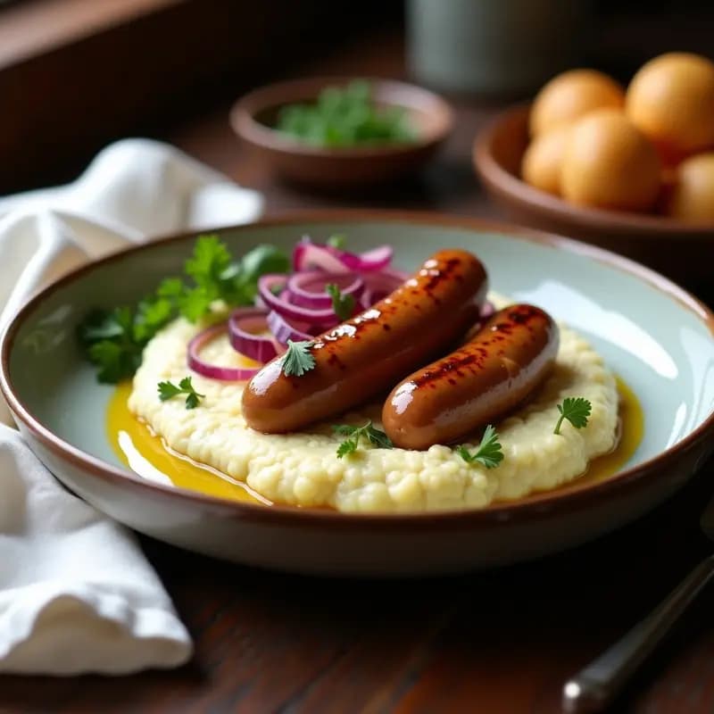 Bunter Teller con Salchichas y Puré de Coliflor: Receta Alemana Keto