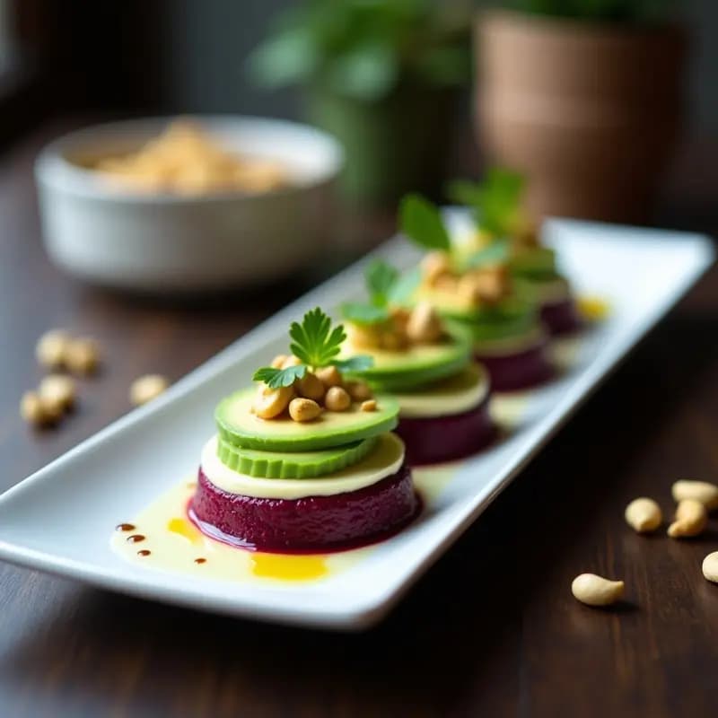 Causa Peruana de Remolacha y Queso de Cabra: Entrante Vegano en Capas
