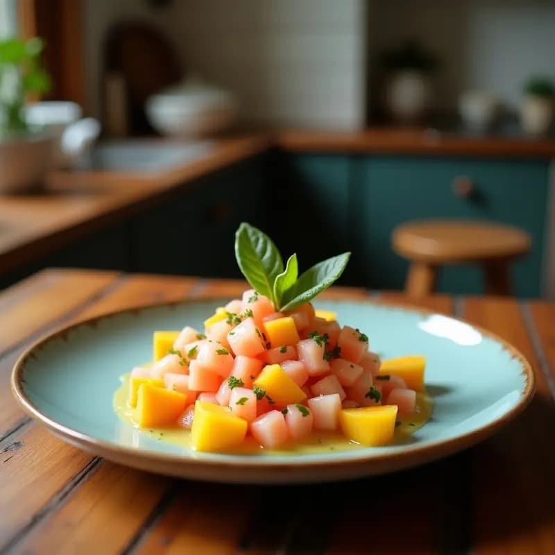 Ceviche de Coral Trinitario con Leche de Coco y Mango: Receta Venezolana Tropical