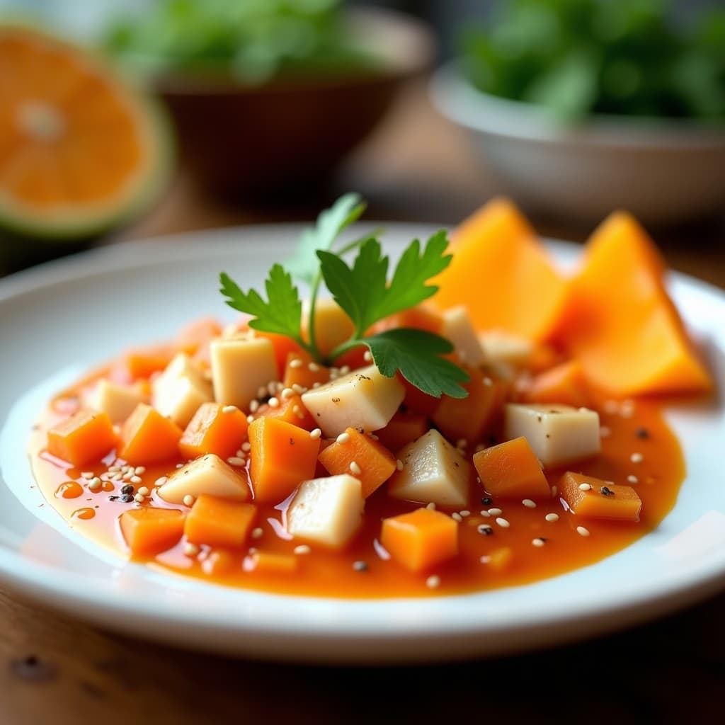 Ceviche de Corvina con Leche de Tigre de Acerola: Receta Brasileña Fresca y Vitamínica