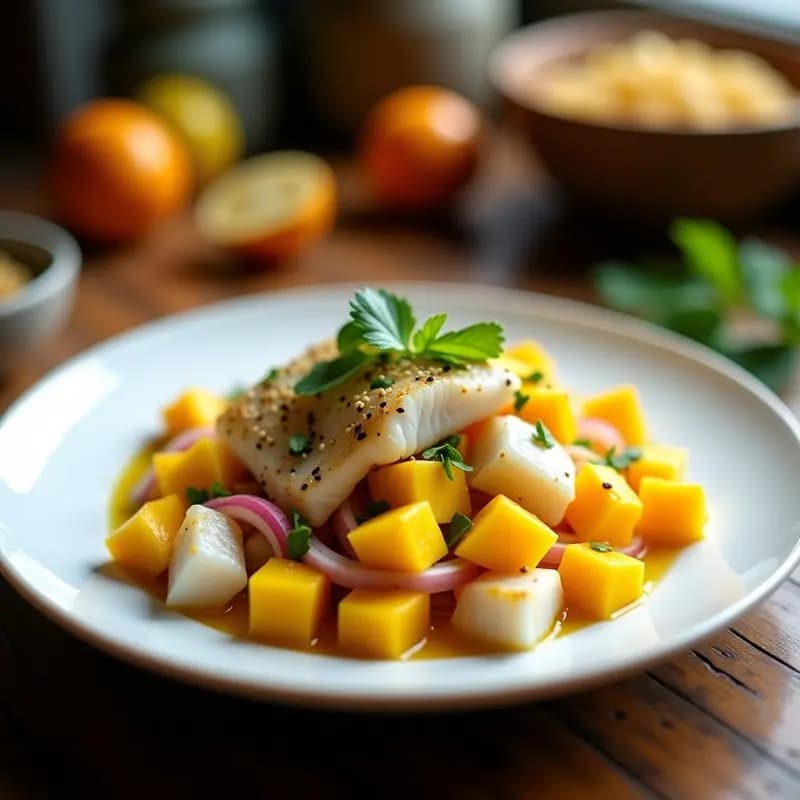 Ceviche de Corvina con Mango y Cúrcuma: Receta Peruana con Toque Antiinflamatorio