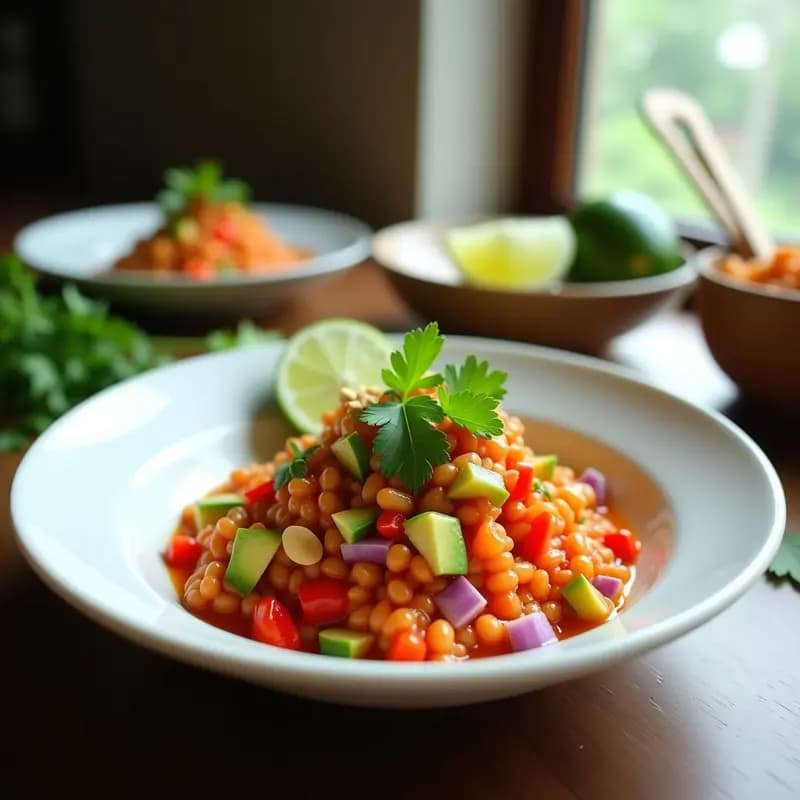 Ceviche de Coral de Lentejas y Lima Kaffir: Receta Vegana con Toque Tailandés