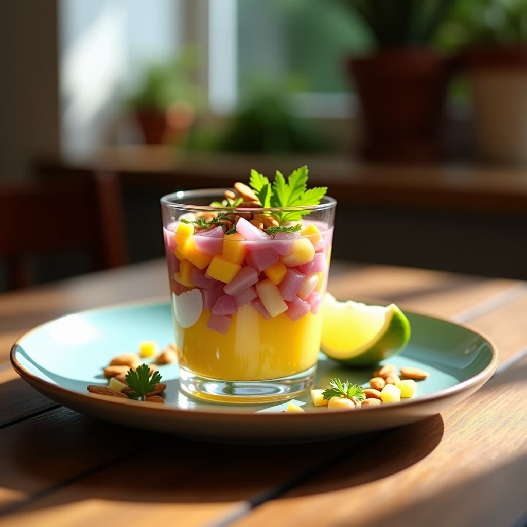 Ceviche de Palmito y Mangostán: Receta Fusion Vegana con Leche de Tigre de Yuzu