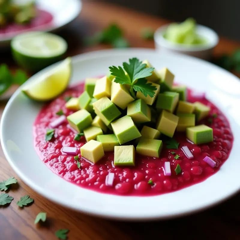 Ceviche de Palta Hass y Eritritol: Receta Peruana Keto y Sin Azúcar con Leche de Tigre Rosa