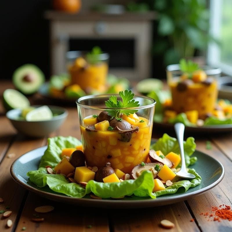 Ceviche de Champiñones Portobello y Mango: Receta Vegana y Sin Cocción con Toque Perú-Mexicano