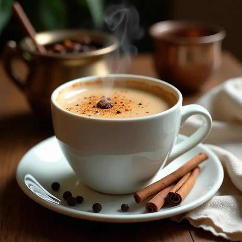 Chai Latte con Especias de Cardamomo y Pimienta Negra: Receta India Tradicional Sin Azúcar