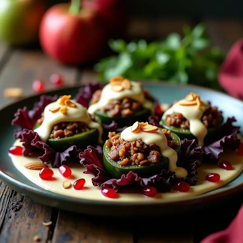 Chiles en Nogada Veganos con Carne de Hongos: Receta Mexicana Patriótica y Sin Lactosa