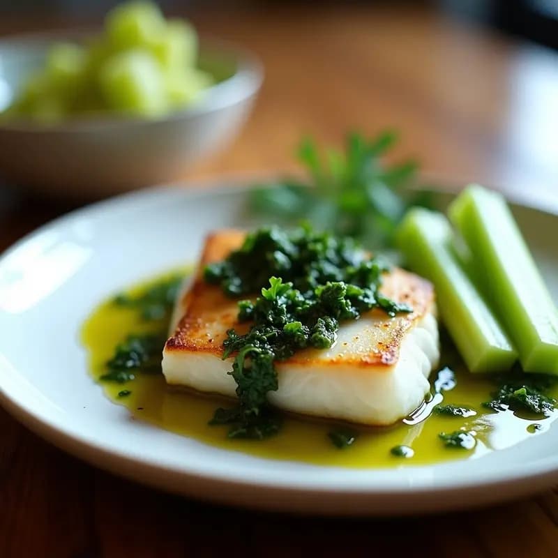 Chimichurri de Perejil y Aceite de Oliva con Filete de Merluza: Receta Argentina en 20 Minutos