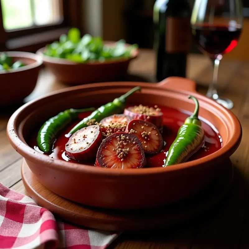 Choriza al Vino Tinto con Pimientos de Padrón: Receta Española para Tupper
