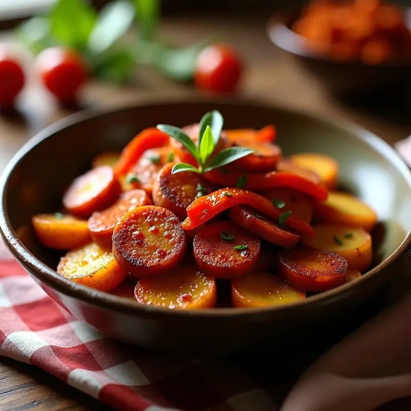 Chorizo Vegano de Seitán y Pimentón con Patatas Panaderas: Receta Española para Tupper