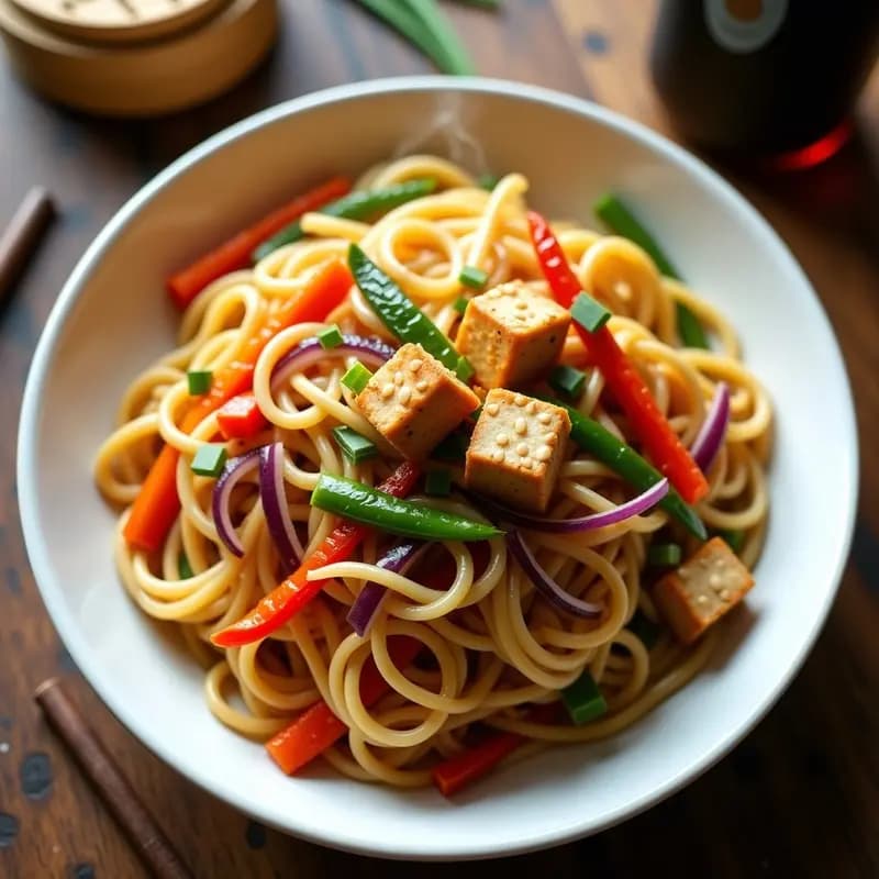 Chow Mein de Fideos de Calabaza y Verduras Salteadas: Receta China Low Carb y Vegana