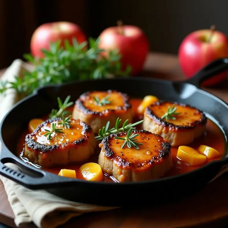 Chuleta de Cerdo con Salsa de Manzana y Romero: Receta Alemana en Sartén en 30 Minutos