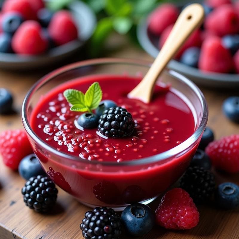 Coulis de Frutos Rojos con Chía: Salsa Saludable Sin Azúcar para Postres en 10 Minutos