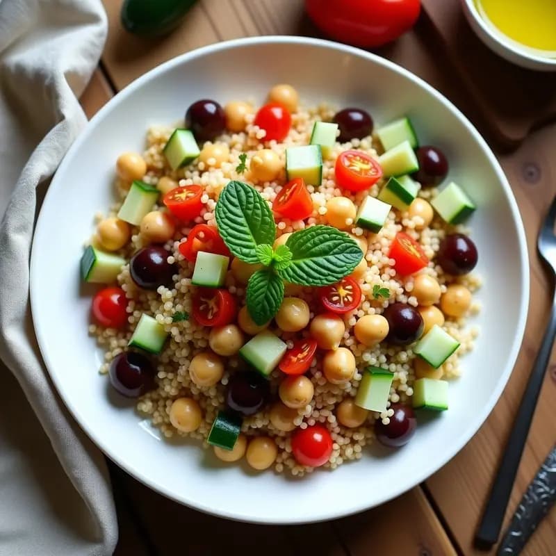Couscous de Quinoa con Verduras y Garbanzos: Receta Mediterránea Sin Cocción y Alta en Fibra