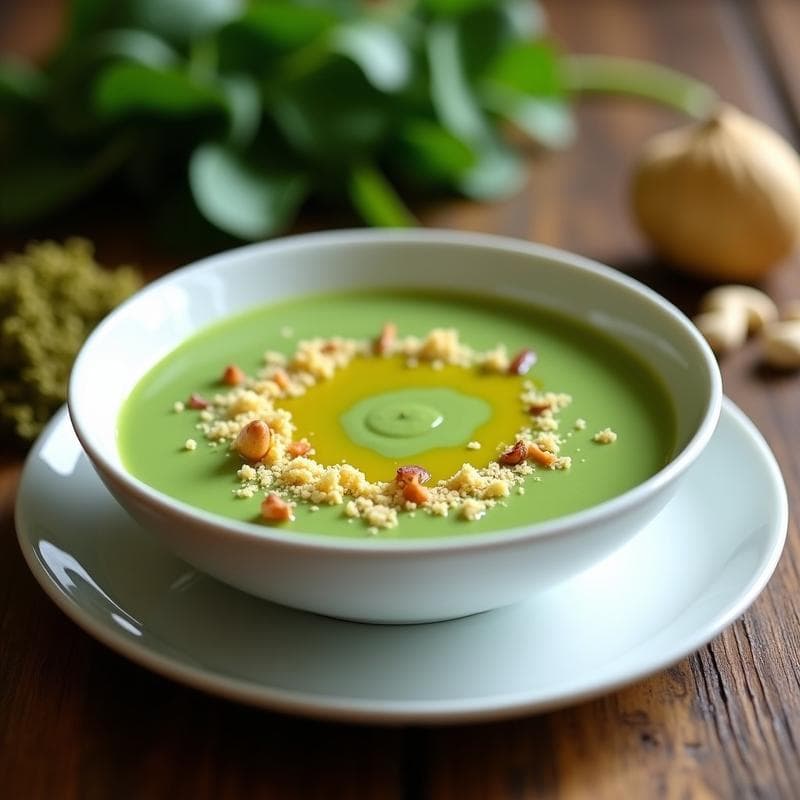 Crema de Espinacas con Leche de Anacardos y Musgo de Roble: Receta Vegana en Thermomix