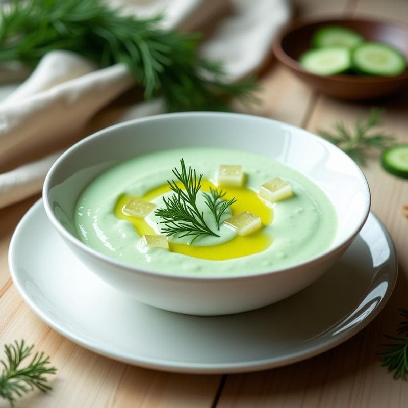Crema Fría de Pepino y Yogur de Soya con Eneldo: Receta en Thermomix en 10 Minutos