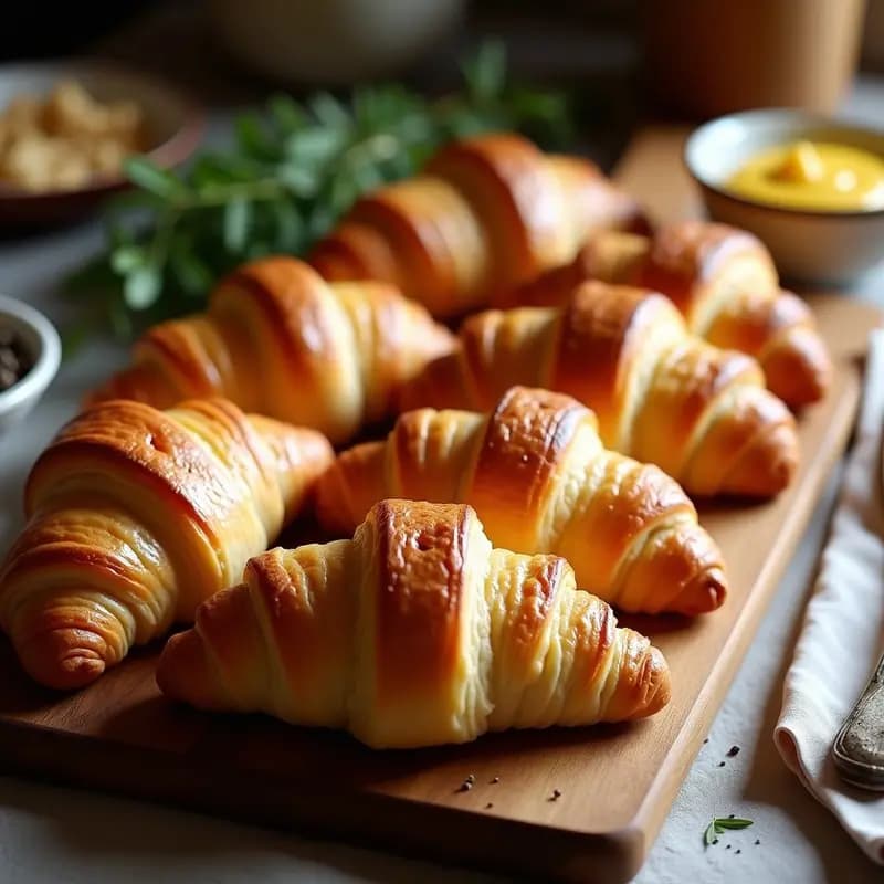 Croissants de Jamón y Queso Gruyere con Hojaldre Casero: Desayuno Francés Gourmet