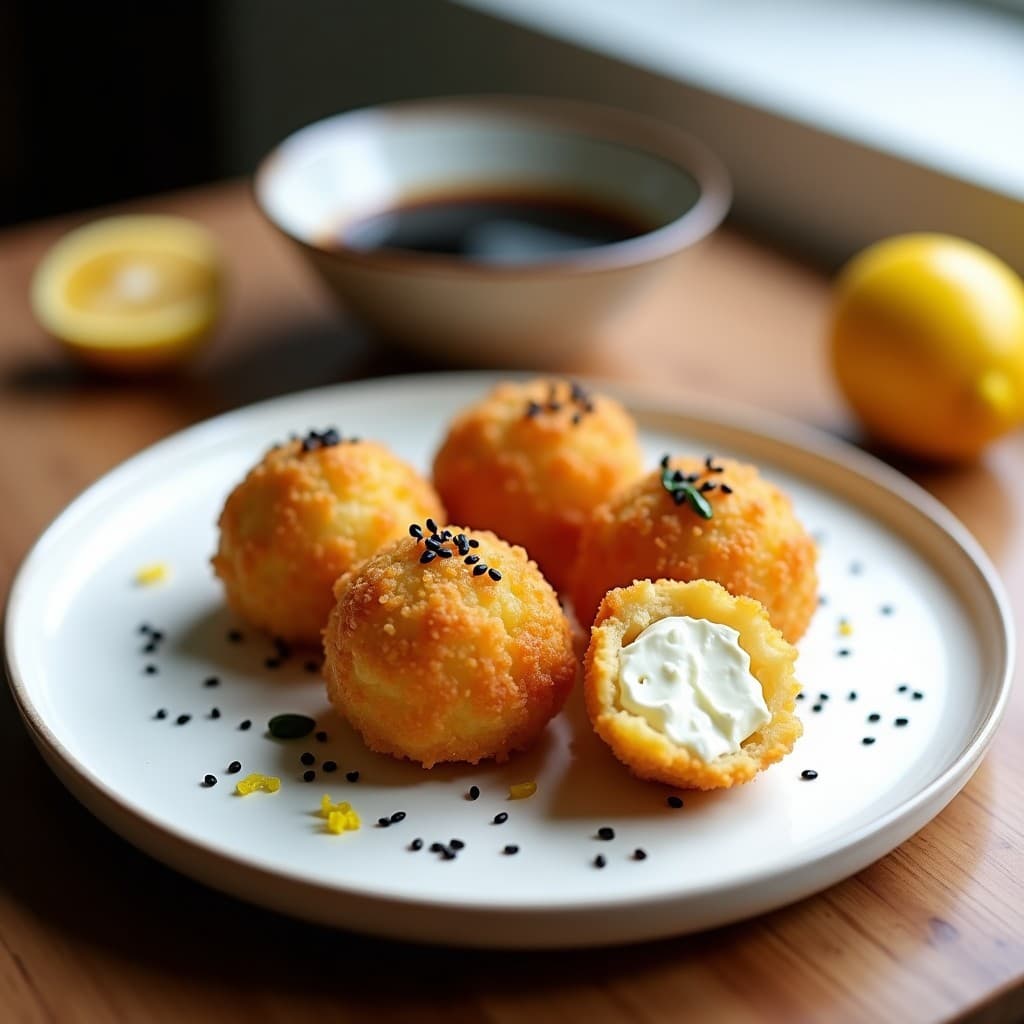 Croquetas de Algodón de Azúcar de Mar y Queso de Cashew: Entrante Vegano con Toque Japonés