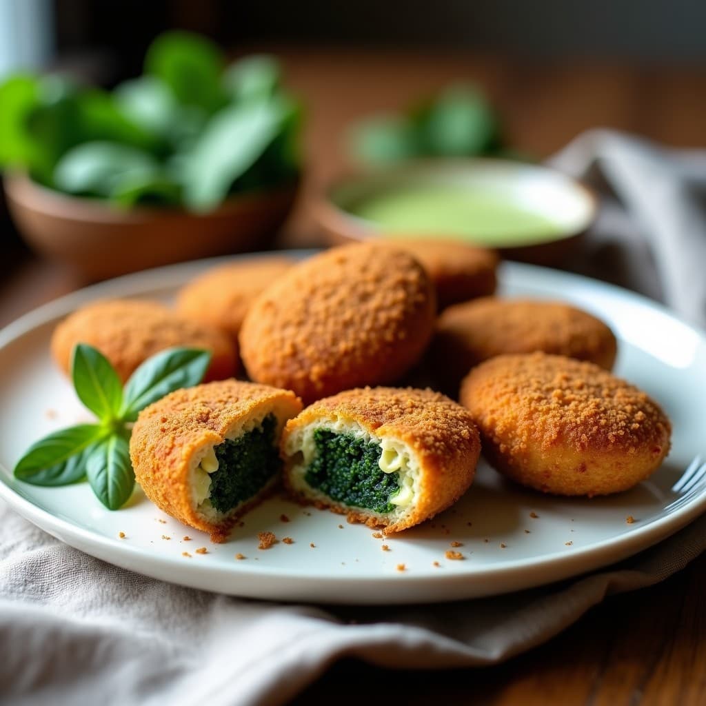 Croquetas de Espinacas y Queso de Anacardos con Pan de Almendra: Receta en Airfryer SinHarina