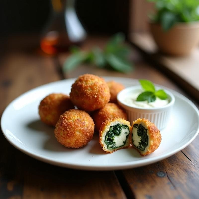 Croquetas de espinacas y queso de cabra con pan rallado de almendras: Aperitivo gourmet en Airfryer