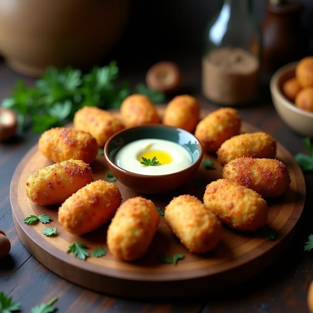 Croquetas de Champiñones Portobello y Castañas con Bechamel de Avena: Aperitivo Española Vegano para Navidad