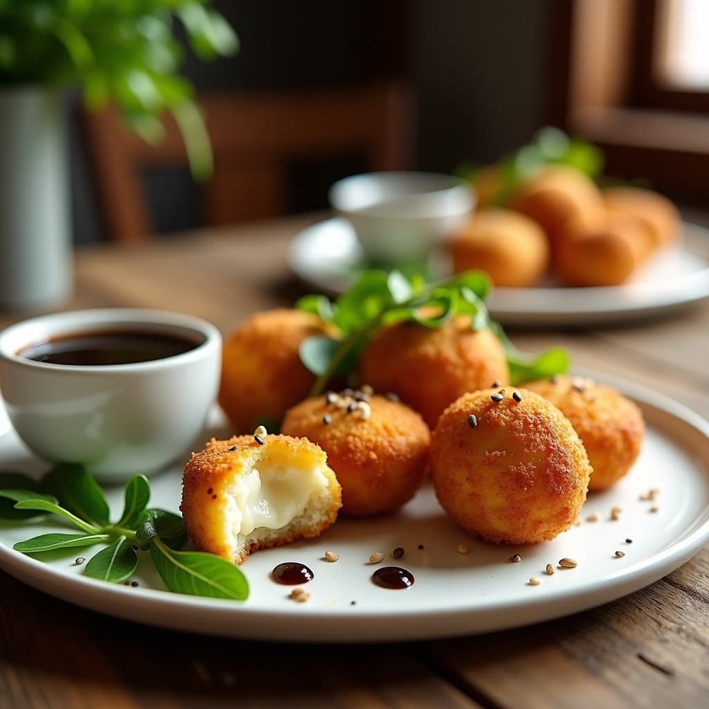 Croquettes de Coliflor y Queso de Cashew con Salsa de Ajo Negro: Receta en Airfryer Sin Lactosa