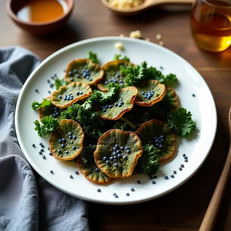 Crujientes de Kale con Miel y Semillas de Amapola: Aperitivo Saludable en Airfryer